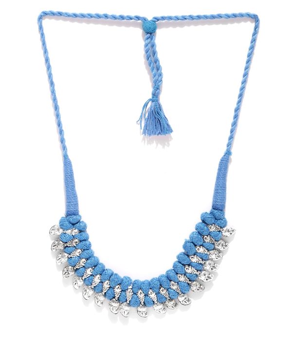 YouBella Blue  Oxidised Silver-Toned Necklace